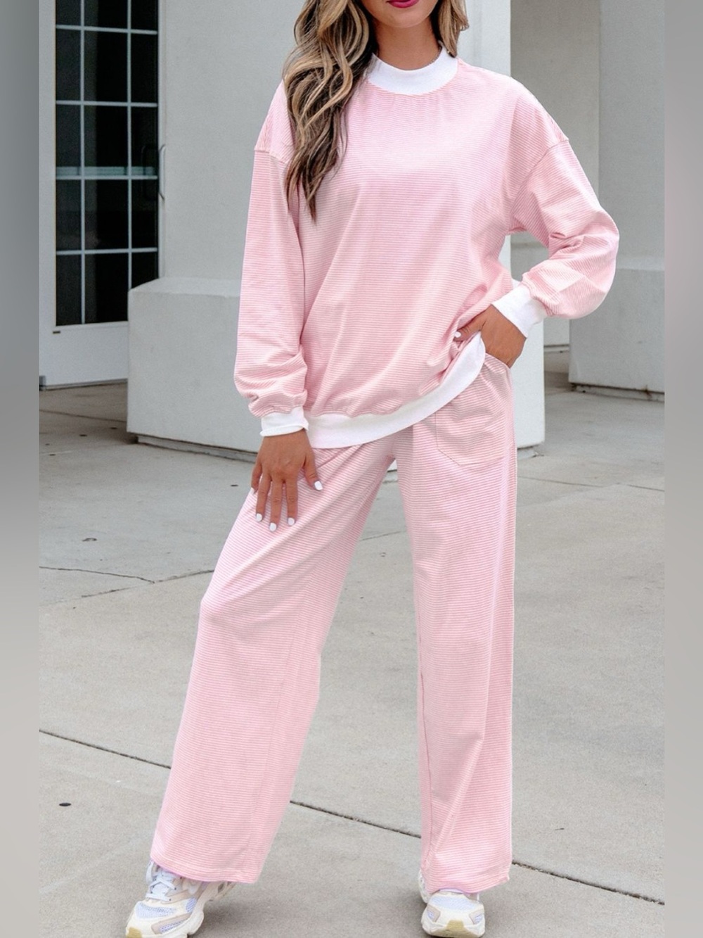 Striped Long Sleeve Top and Pants Set - Picture 3 of 16